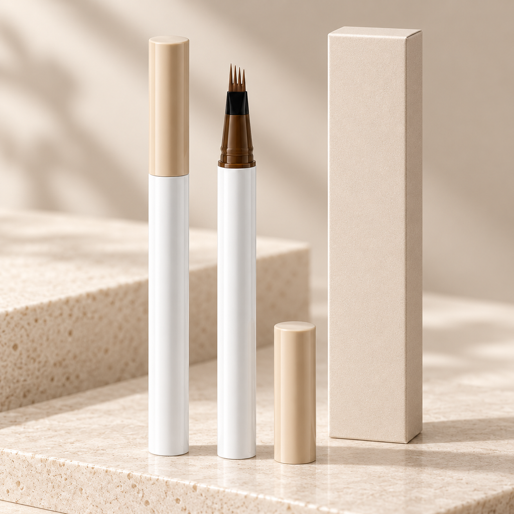 4-Tip Liquid Eyebrow Pen, Waterproof Microblading Eyebrow Pen for Natural Hair-Like Brow Strokes