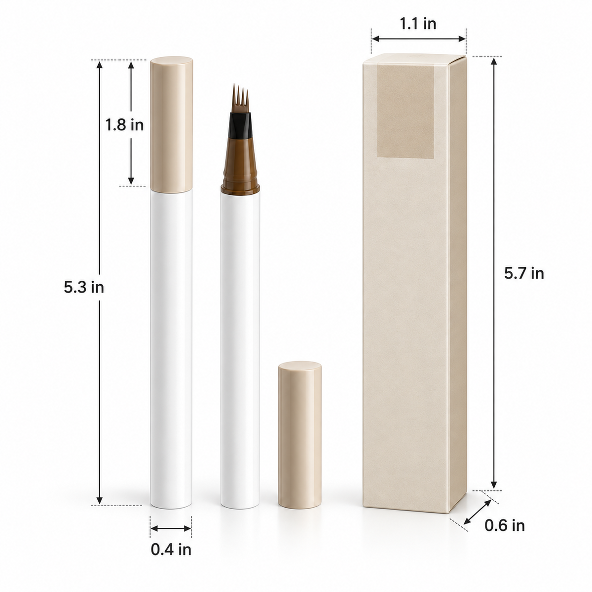 4-Tip Liquid Eyebrow Pen, Waterproof Microblading Eyebrow Pen for Natural Hair-Like Brow Strokes