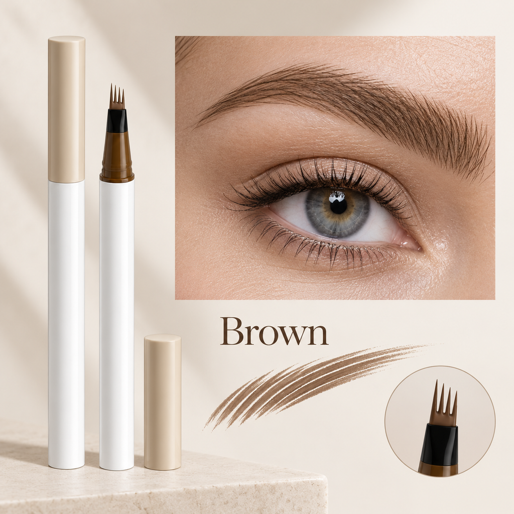 4-Tip Liquid Eyebrow Pen, Waterproof Microblading Eyebrow Pen for Natural Hair-Like Brow Strokes