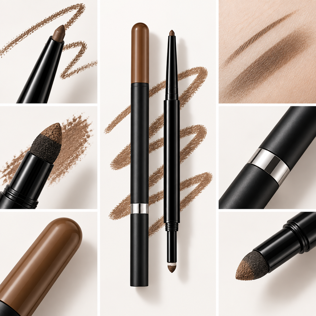 Dual-ended Triangle Eyebrow Pencil, Waterproof Long Lasting Brow Definer with Spoolie Brush