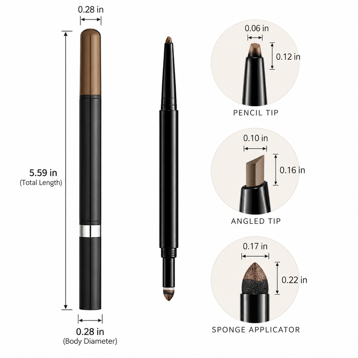 Dual-ended Triangle Eyebrow Pencil, Waterproof Long Lasting Brow Definer with Spoolie Brush